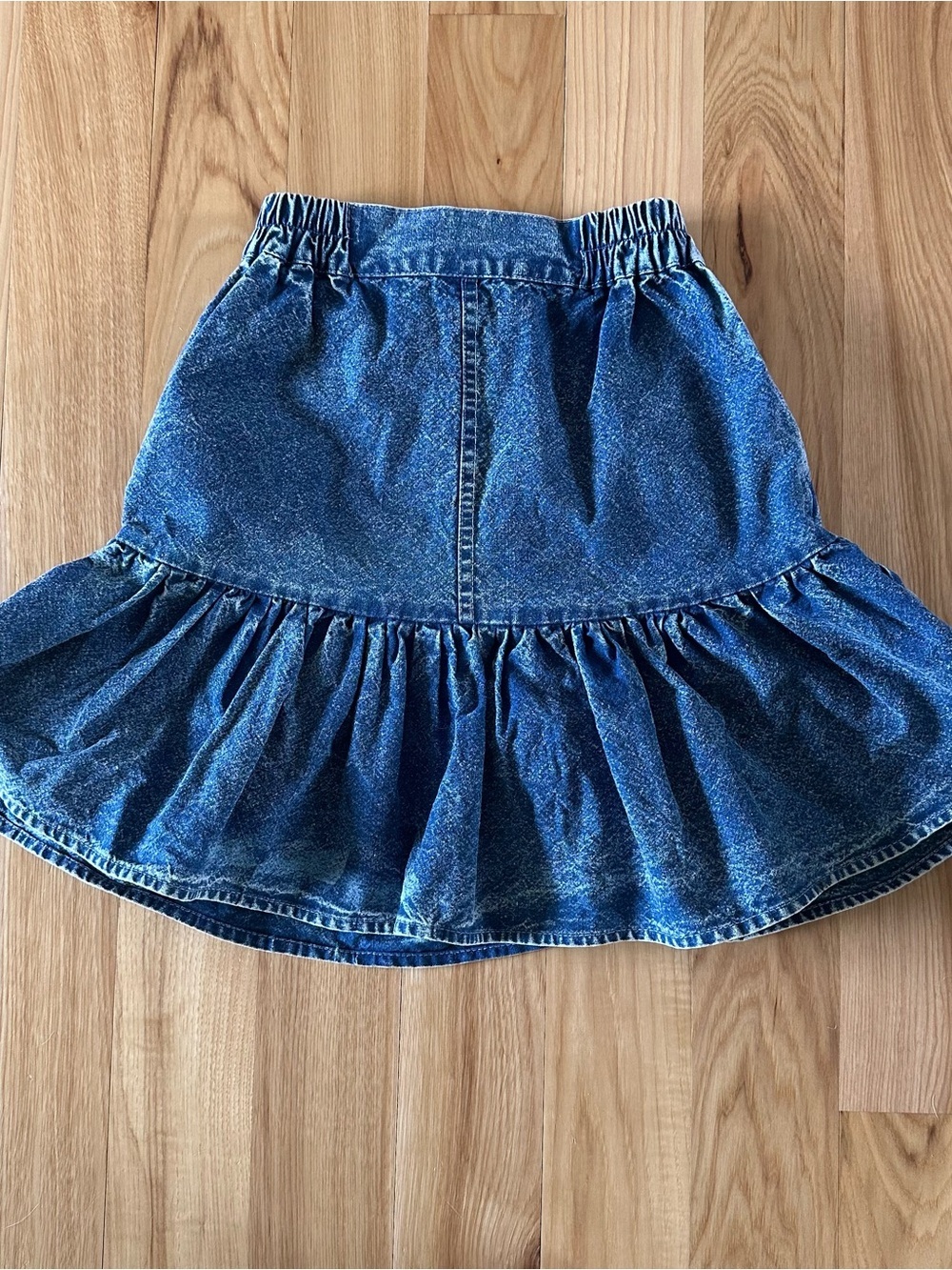 Vtg 80s 90s Pop Kids Denim 2 Pc Set Acid Wash Ruffle Skirt Butterfly Western 12 - Picture 9 of 16